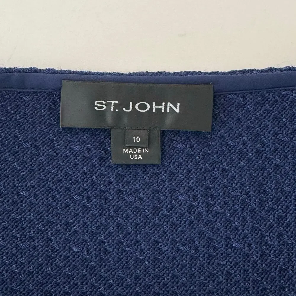 St. John Textured Wool Blend Pencil Skirt Navy/Blue Size: 10
